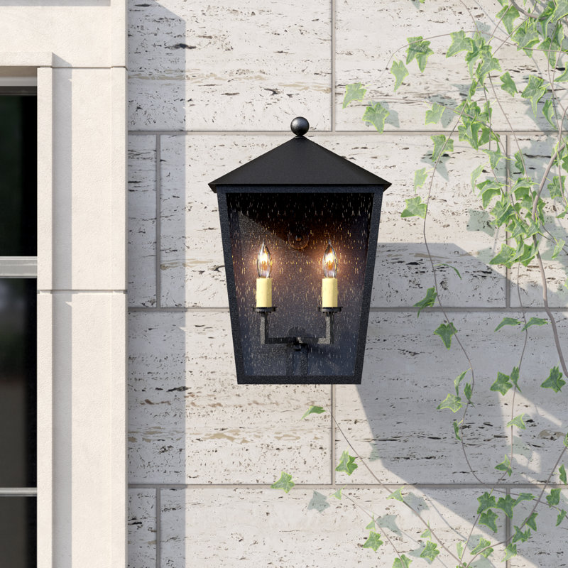 Midnight Black Iron 2-Light Outdoor Wall Lantern