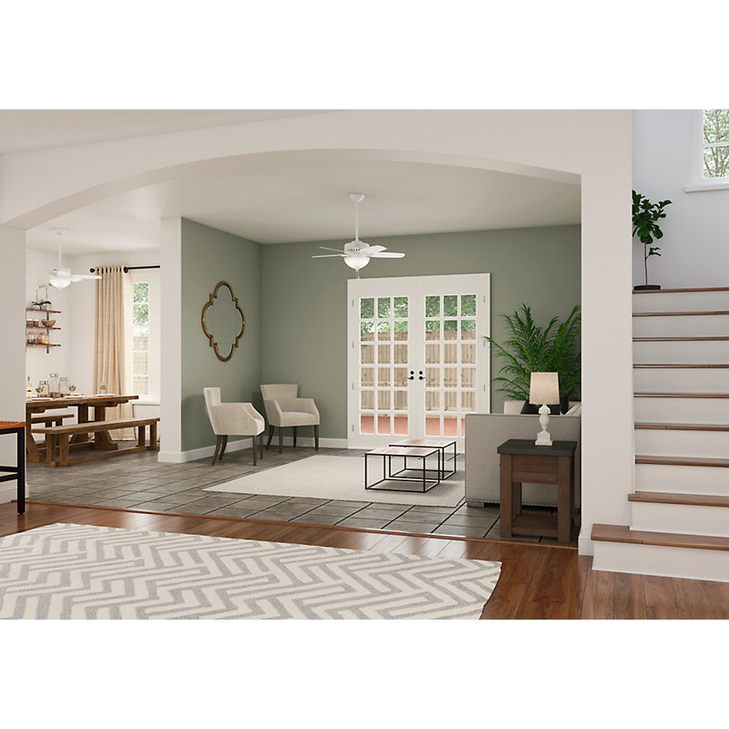 42" White and Light Oak Ceiling Fan with LED Light