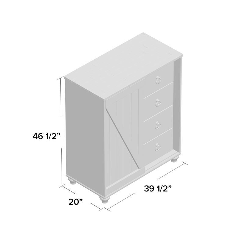 White Transitional 4-Drawer Gentleman's Combo Dresser