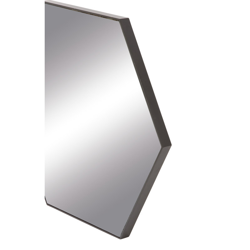 Hexagonal Black Wood Full Length Wall Mirror, 24" x 21"