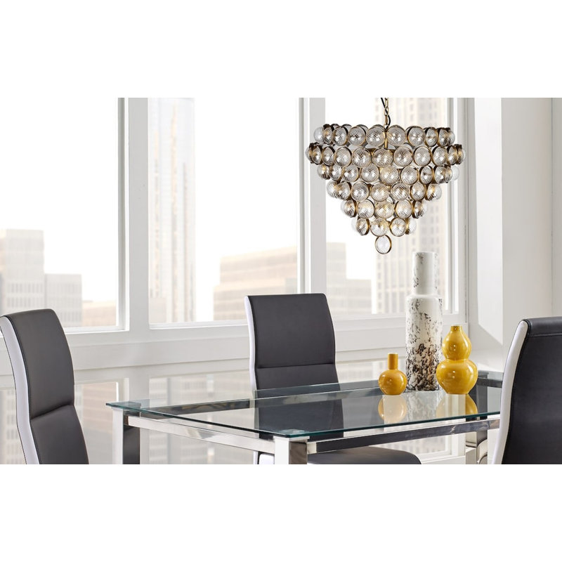 Elegant Aged Brass Bouquet 8-Light Chandelier with Etched Glass