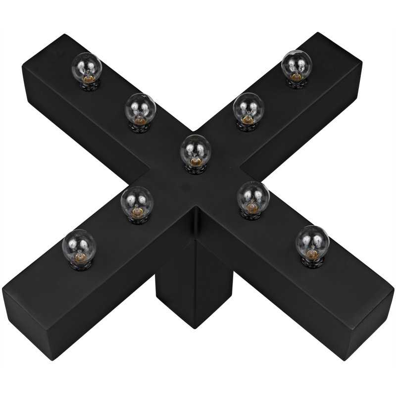 Black Metal 9-Light Modern Table Lamp with Clear Bulbs