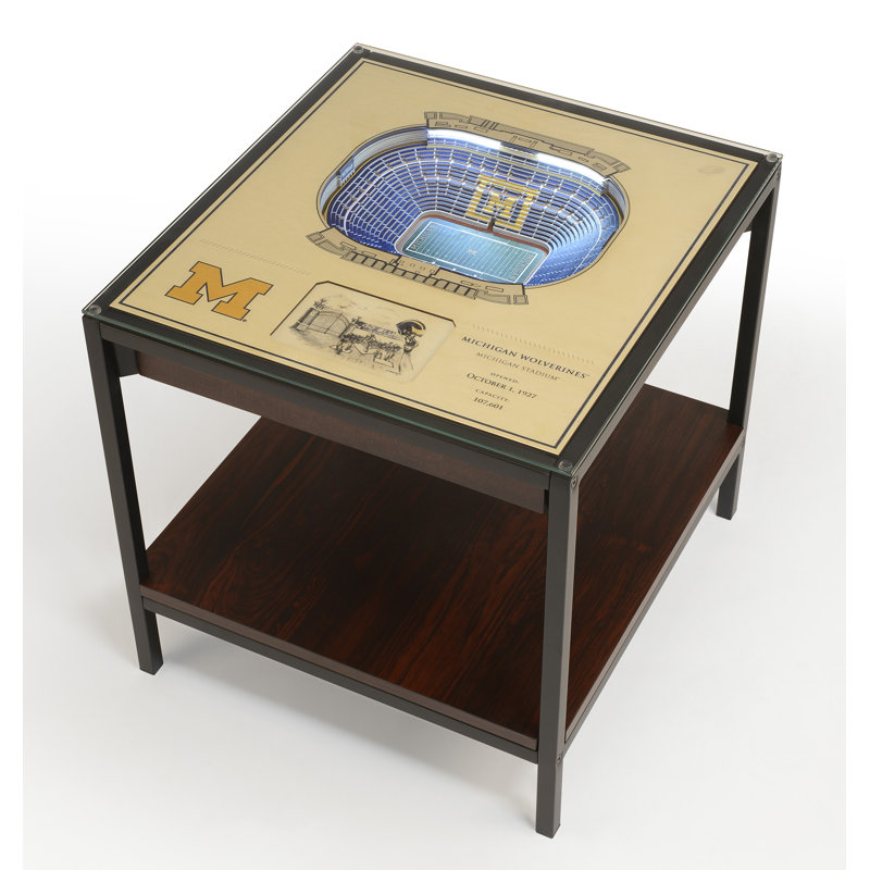 Black Metal and Wood Rectangular End Table with Storage