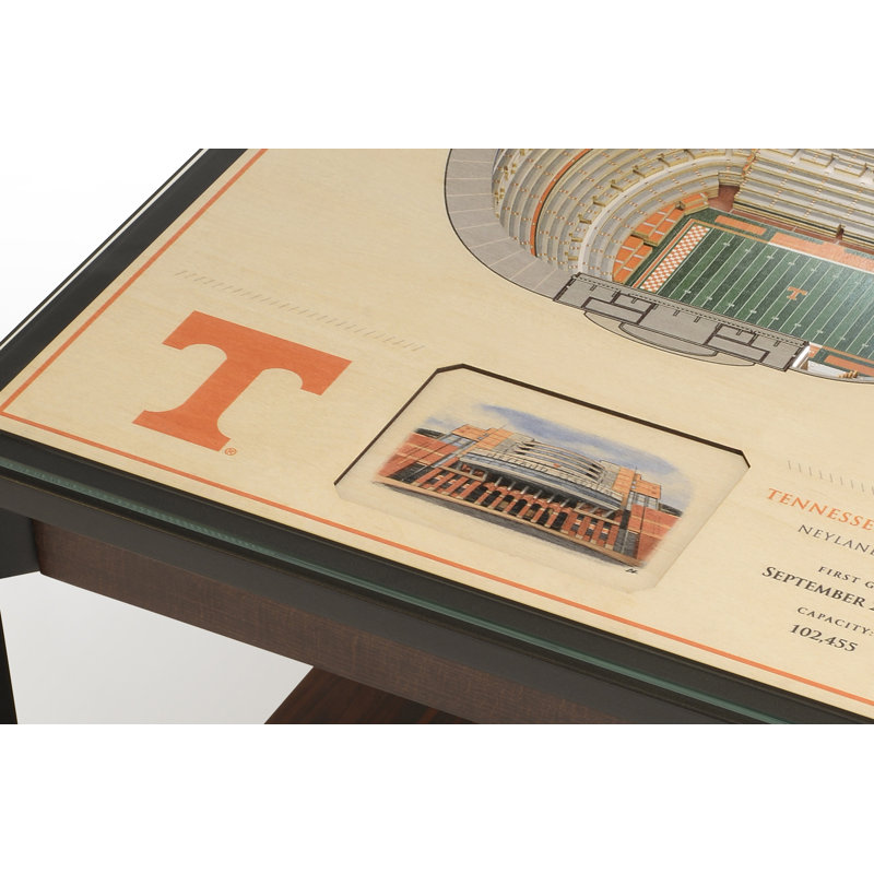 University of Tennessee Lighted Glass Top End Table