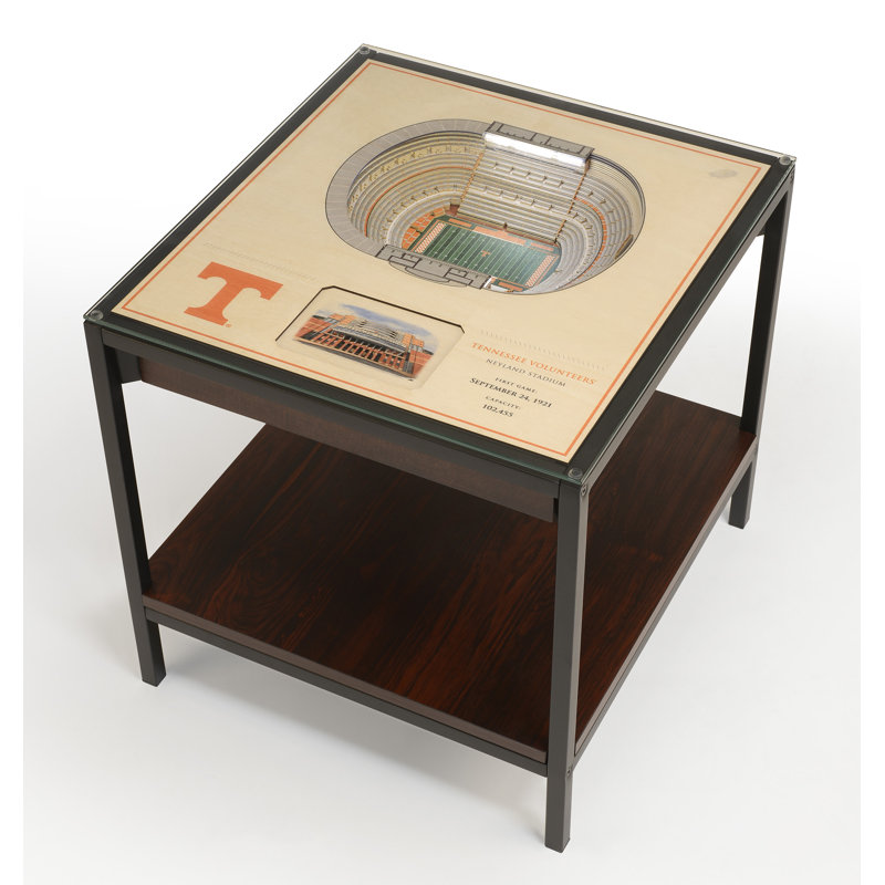 University of Tennessee Lighted Glass Top End Table