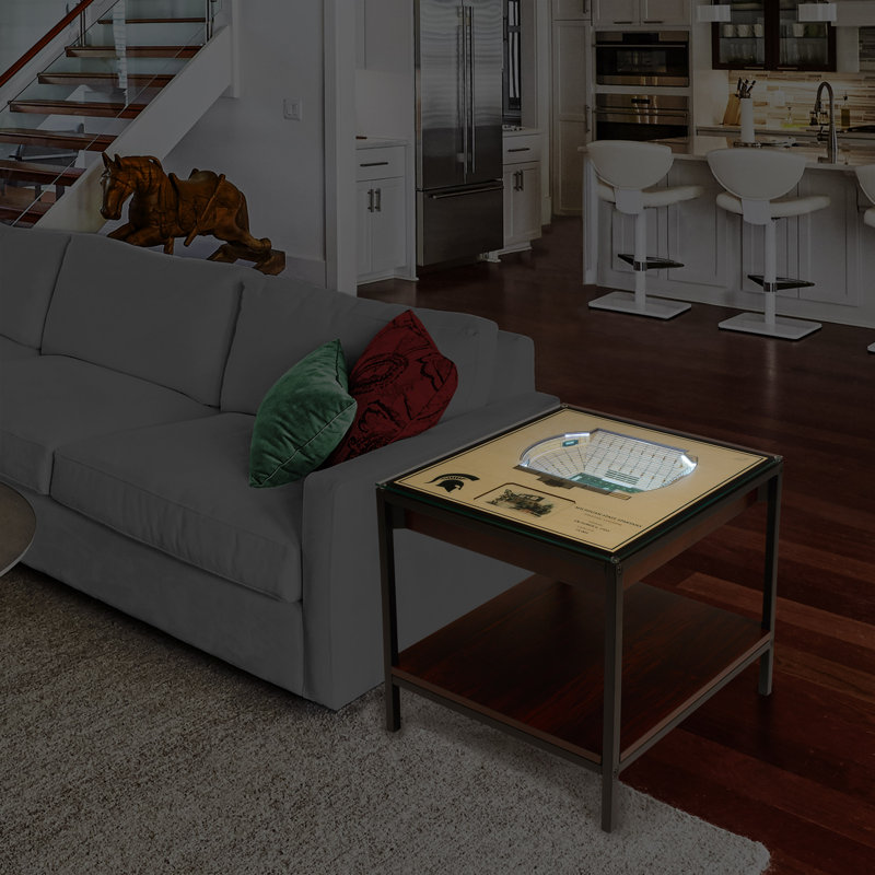 Rectangular Black Metal and Wood End Table with Storage