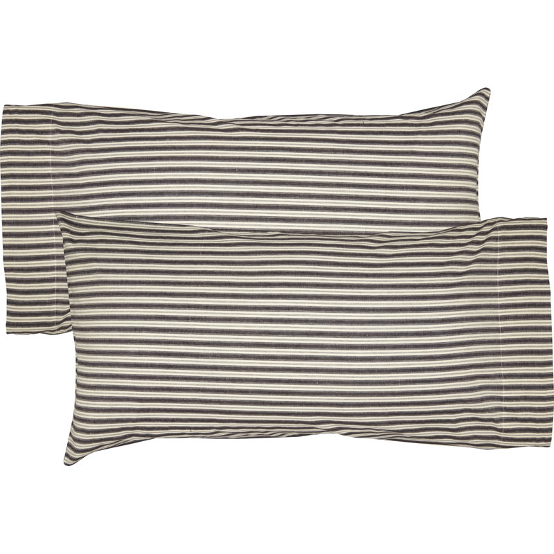 Ashmont Charcoal Grey and Ivory Cotton King Pillowcase Set
