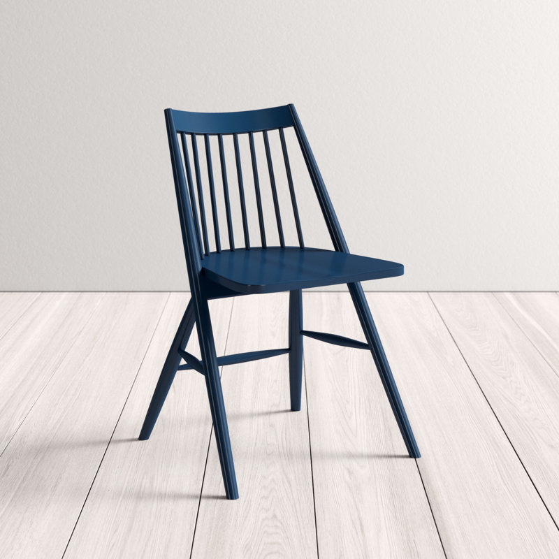 Navy Solid Wood Slat Back Side Chair Set