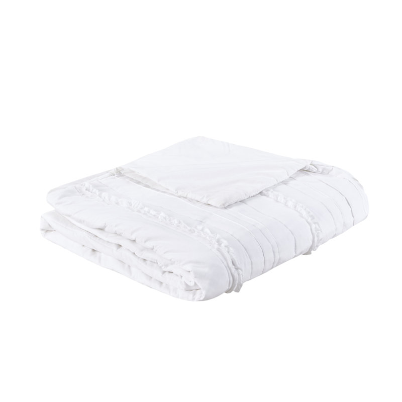 White Ruffled Microfiber King/Cal King 4-Piece Duvet Set