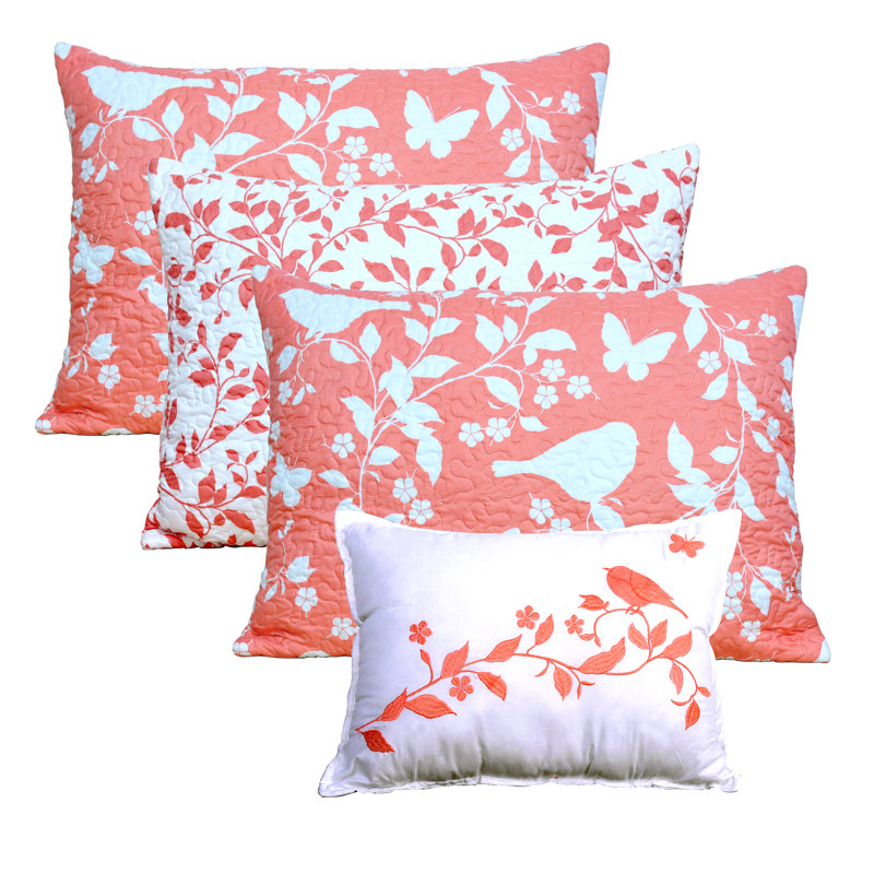 Birdsong Coral Reversible 6-Piece Daybed Cover Set