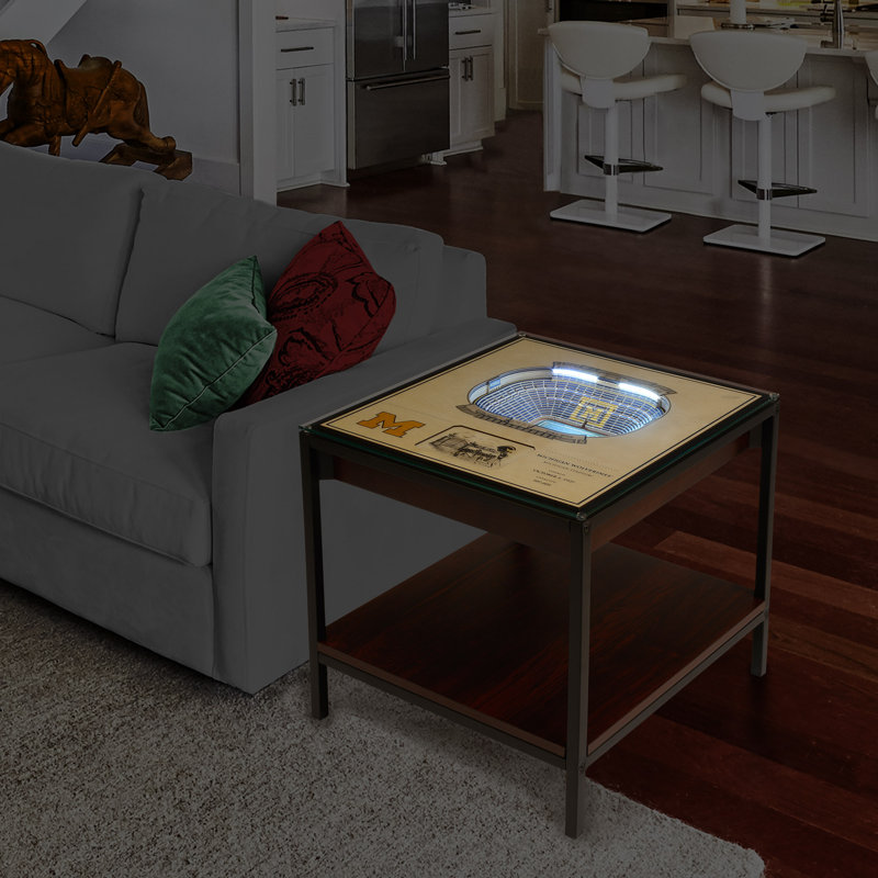 Black Metal and Wood Rectangular End Table with Storage