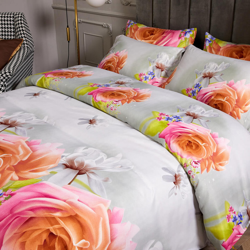 Queen Size Multicolor Floral Cotton Duvet Cover Set