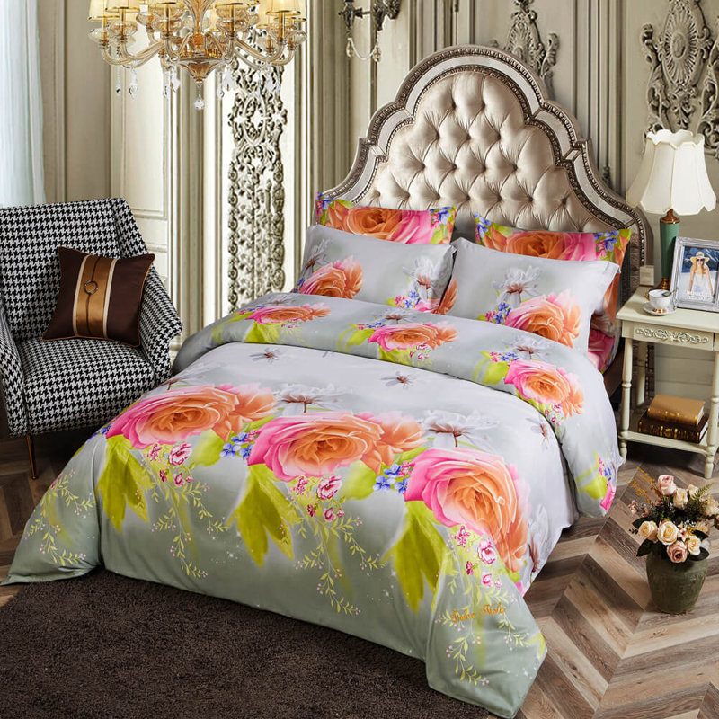 Queen Size Multicolor Floral Cotton Duvet Cover Set