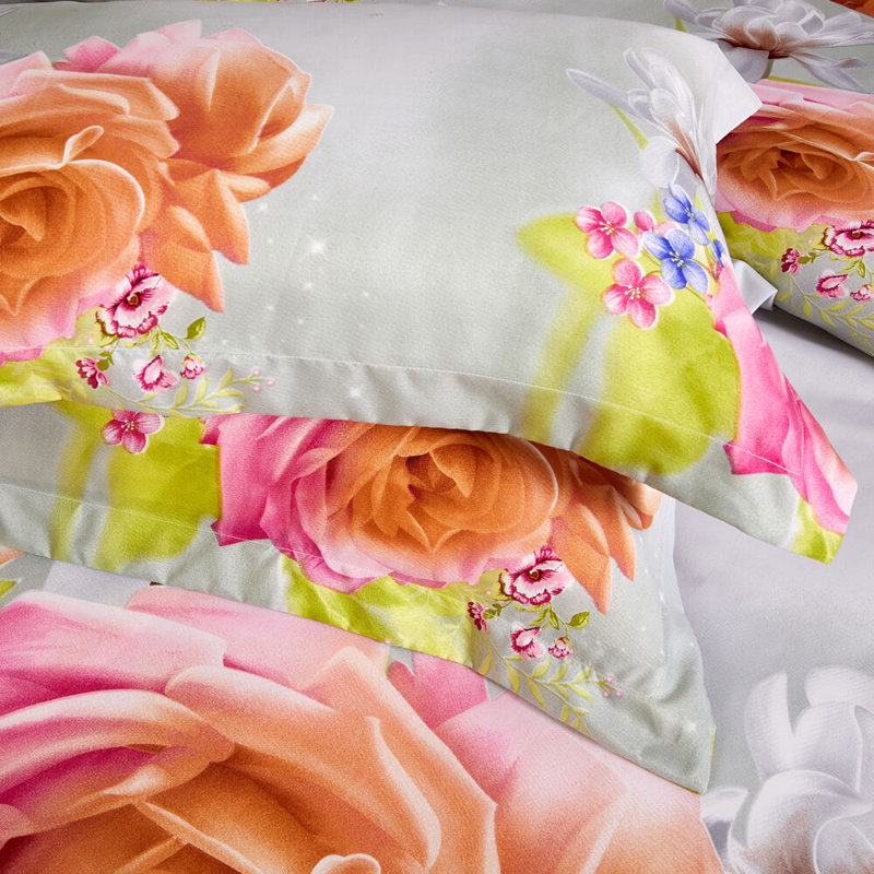 Queen Size Multicolor Floral Cotton Duvet Cover Set