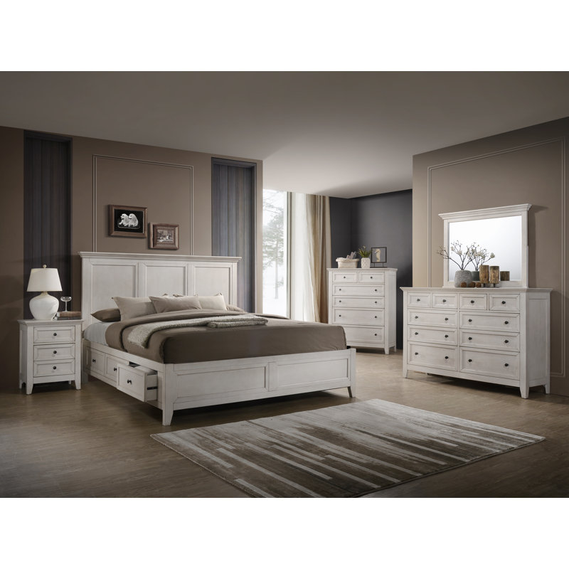 Transitional White Solid Wood Rectangular Dresser Mirror