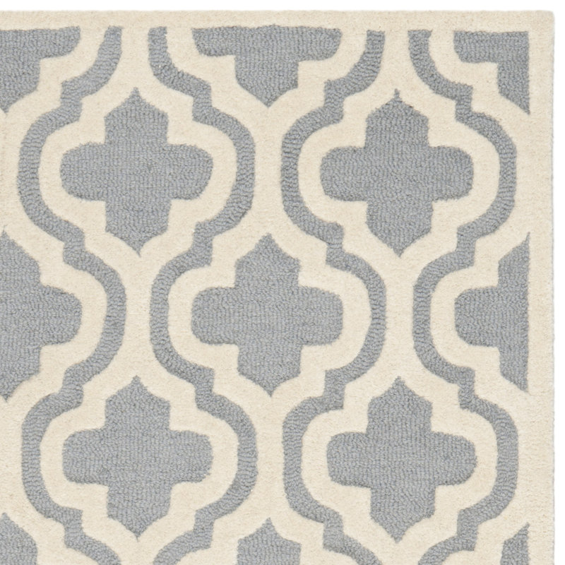 Silver and Ivory 9' x 12' Hand-Tufted Wool Rectangular Rug
