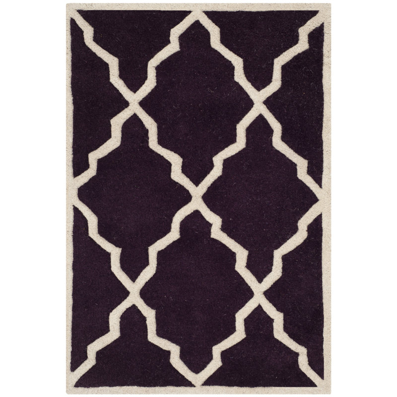 Hand-Tufted Elegance Dark Blue Wool 5' x 8' Rectangular Rug