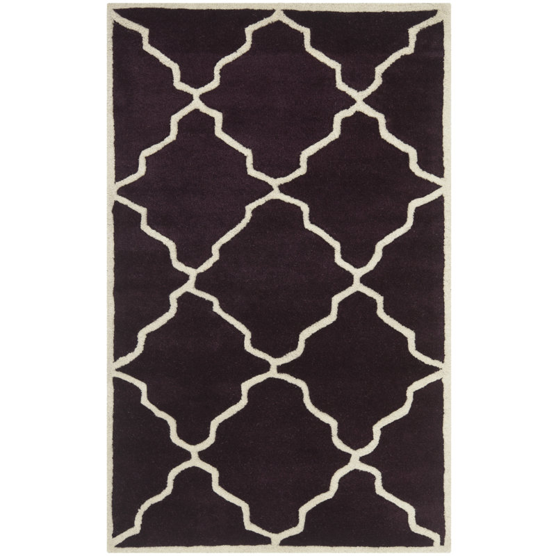 Hand-Tufted Elegance Dark Blue Wool 5' x 8' Rectangular Rug