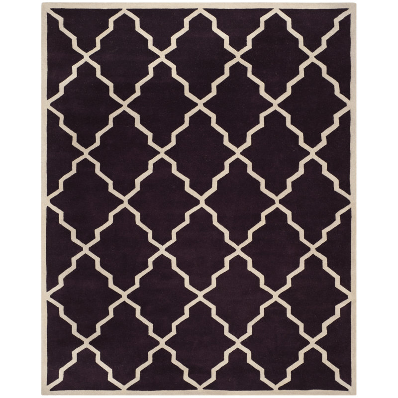 Hand-Tufted Elegance Dark Blue Wool 5' x 8' Rectangular Rug