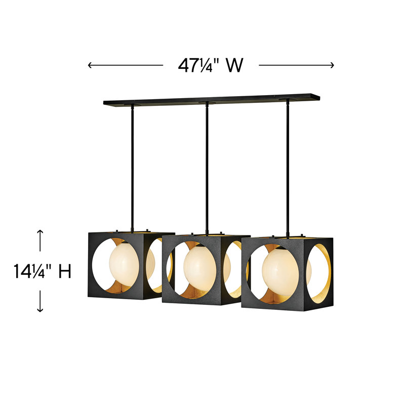 Vega Black and Gold 3-Light Linear Pendant