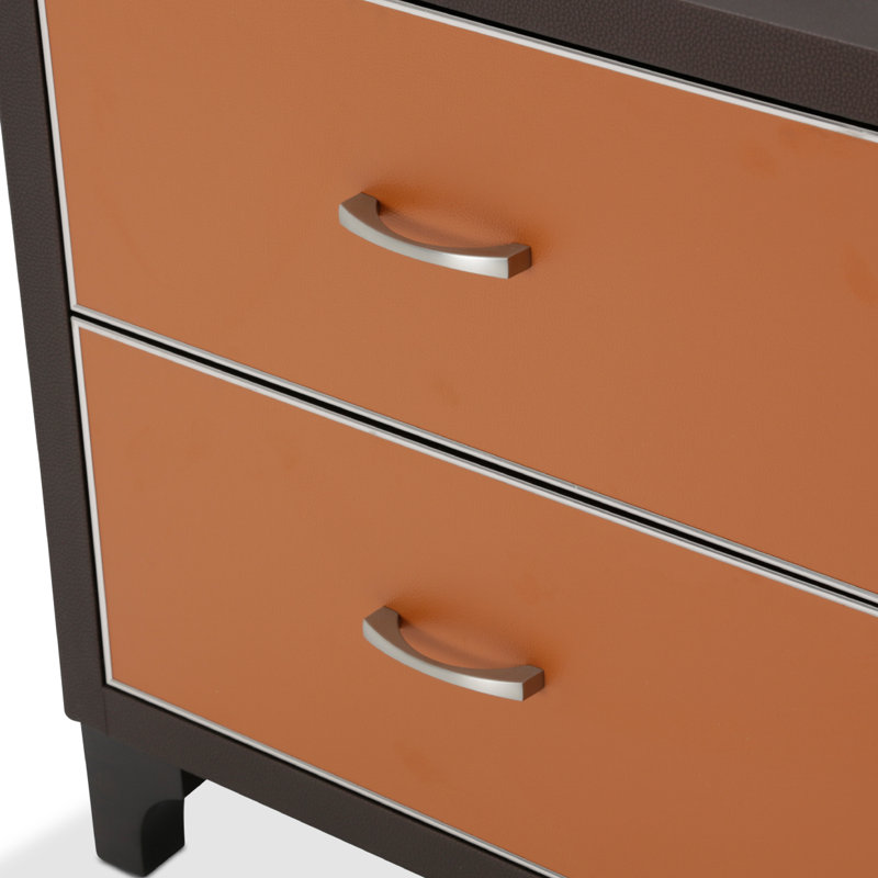 Diablo Orange and Brown 2-Drawer Transitional Nightstand