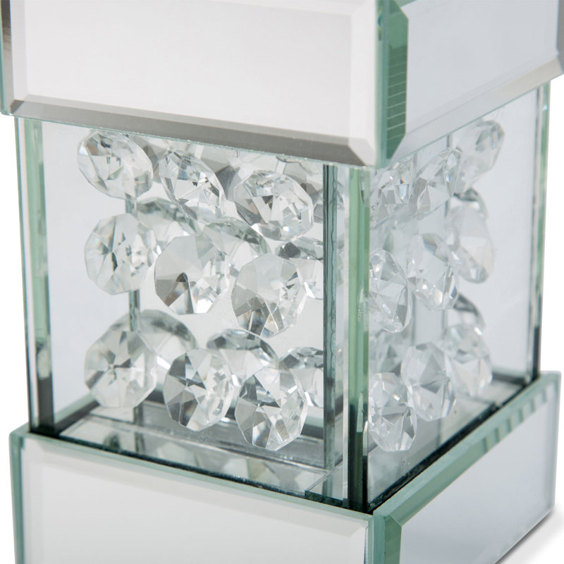Elegant Montreal 20'' Crystal Glass Candlestick with Mirror Accents