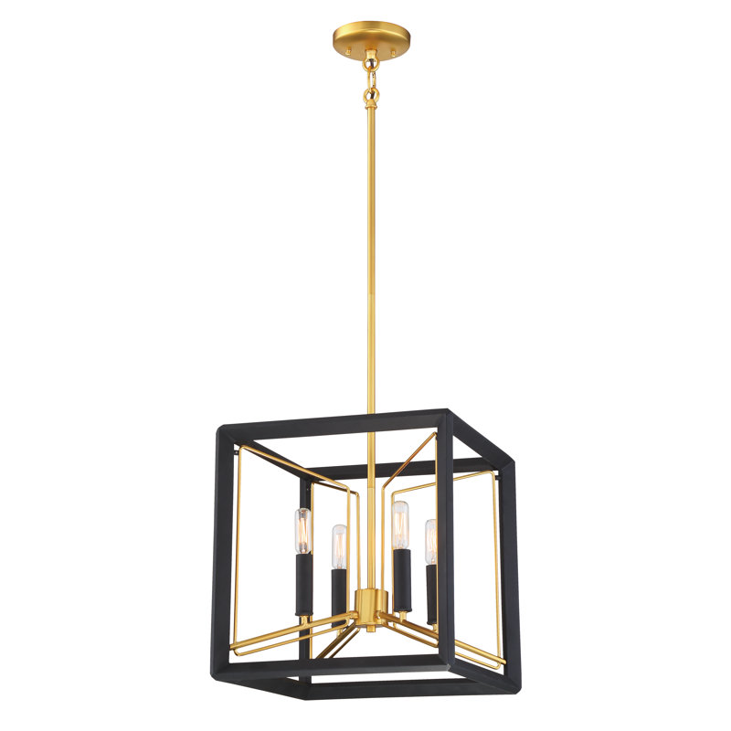 Sand Black and Honey Gold 4-Light Indoor/Outdoor Chandelier