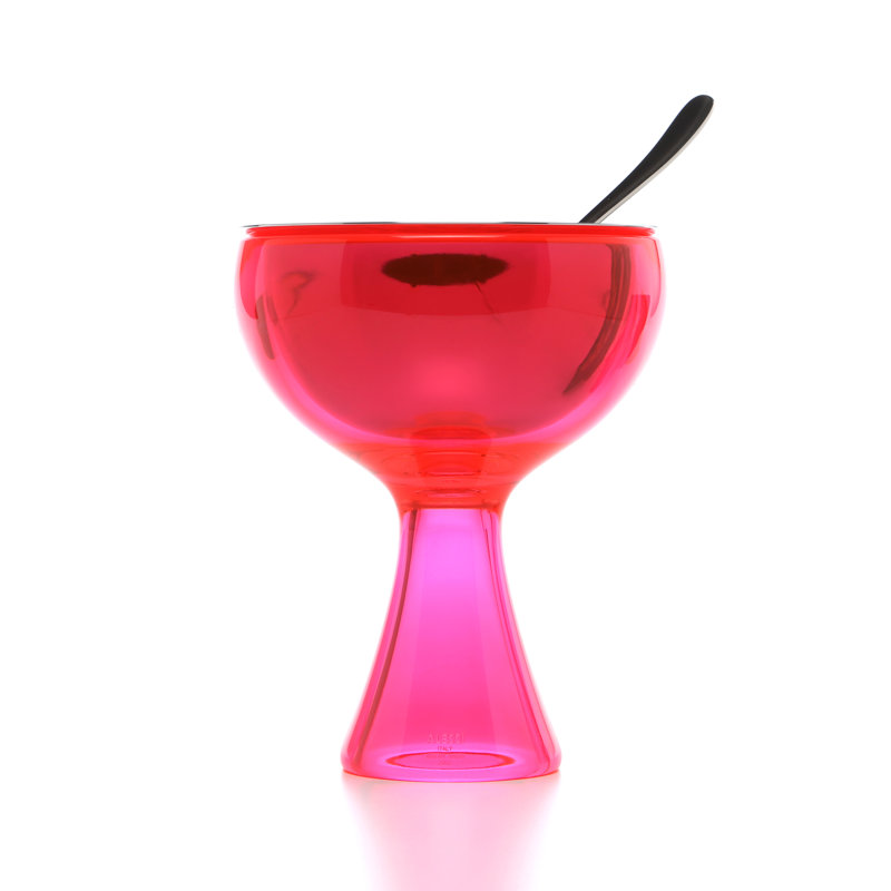 Fuchsia Thermoplastic Resin Dessert Bowl with Heart Spoon