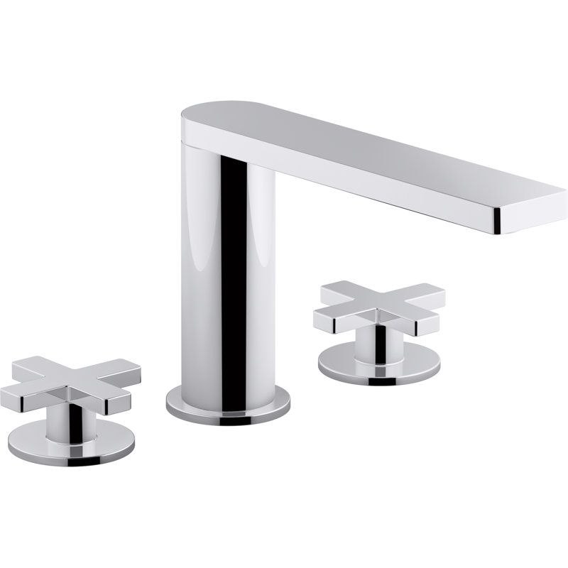 Polished Chrome Widespread Bathroom Faucet with Cross Handles