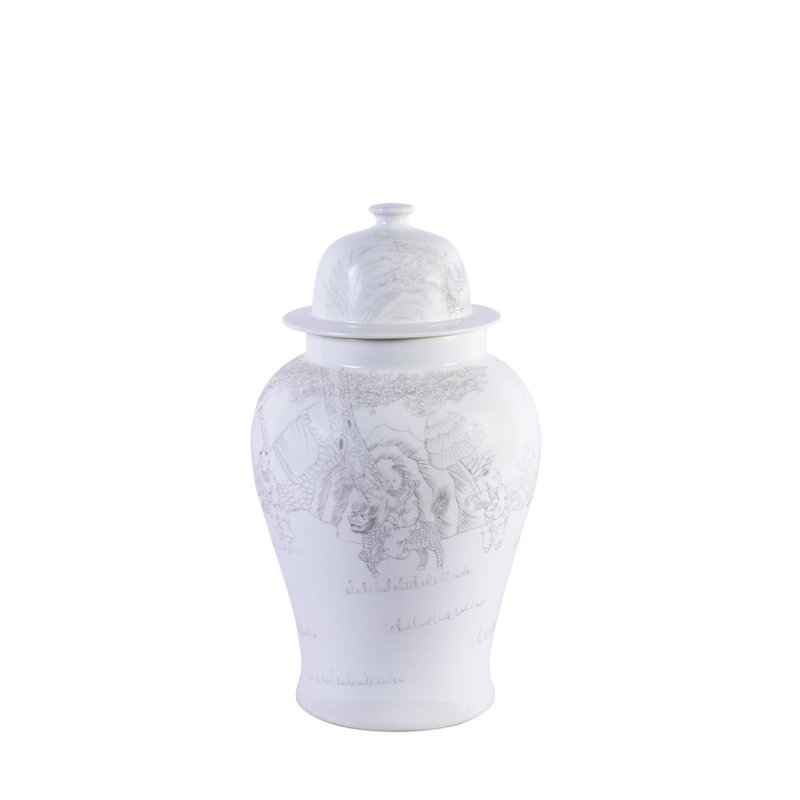 Handcrafted White Porcelain Novelty Vase with Lid