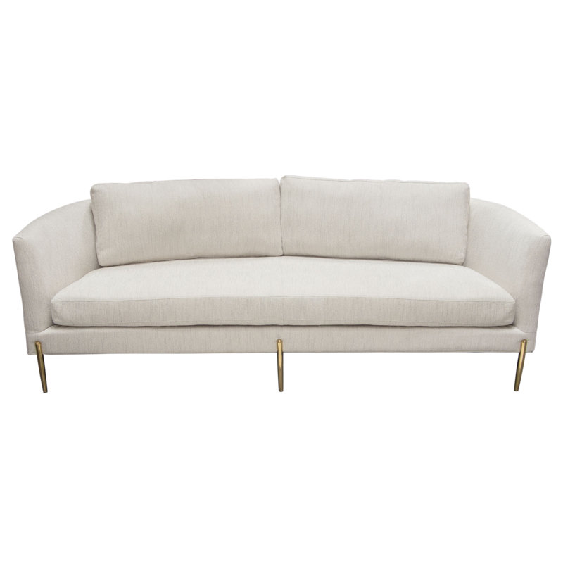 Lane 91'' Light Cream Fabric Sectional with Gold Metal Legs