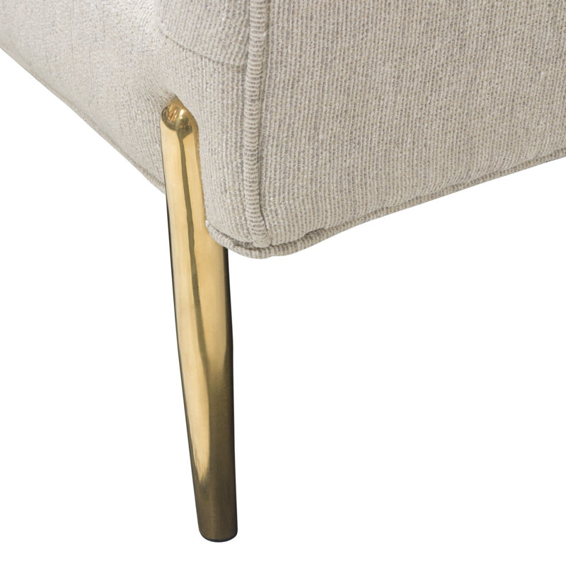 Lane 91'' Light Cream Fabric Sectional with Gold Metal Legs