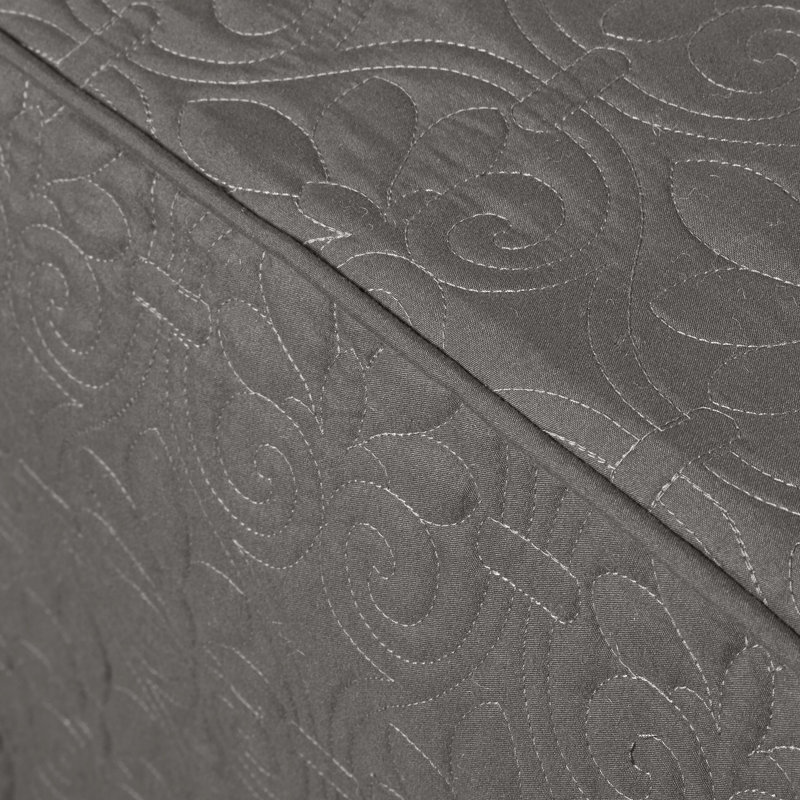 King Dark Grey Microfiber Quilted Bedspread Set