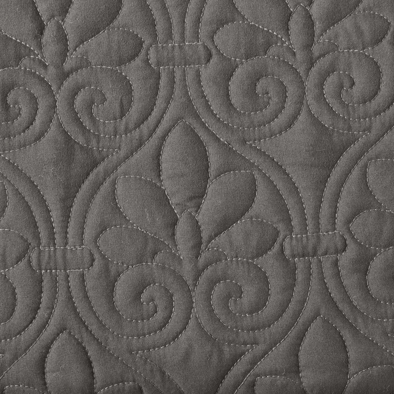 King Dark Grey Microfiber Quilted Bedspread Set