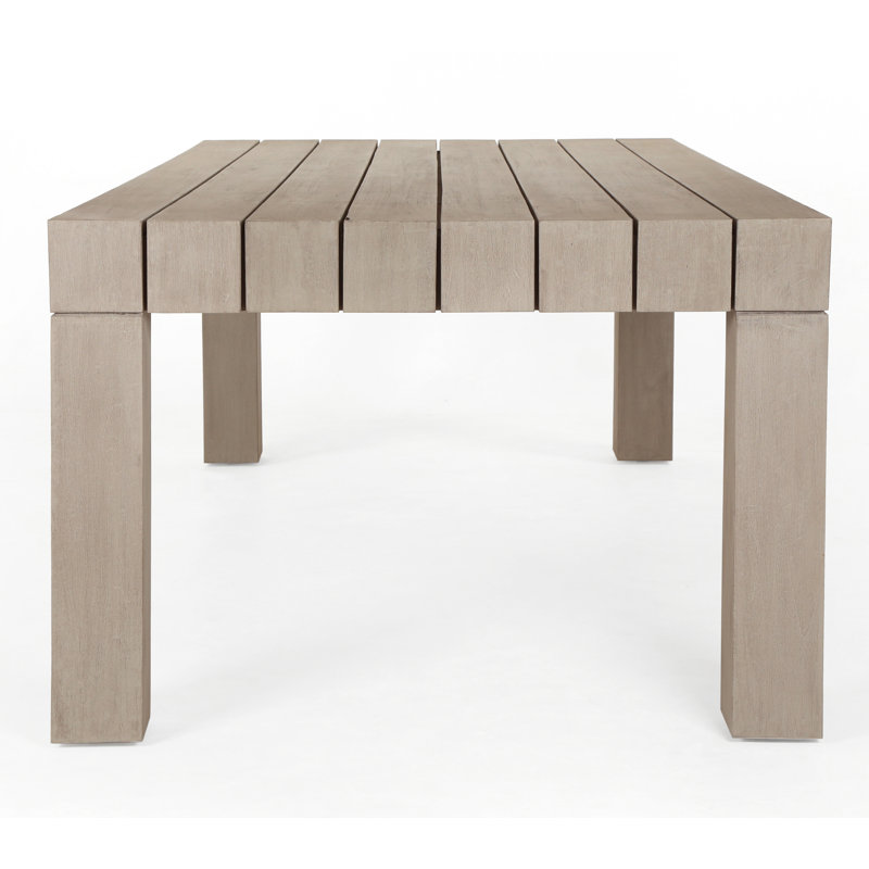 Washed Brown Rectangular Teak Outdoor Dining Table