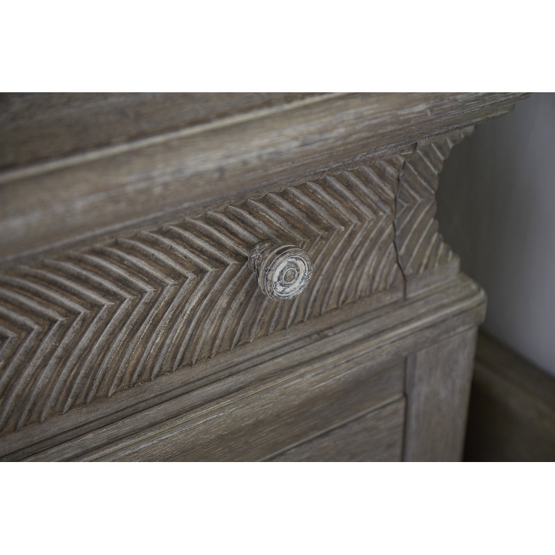 Cottage Charm Beige Solid Wood 3-Drawer Nightstand