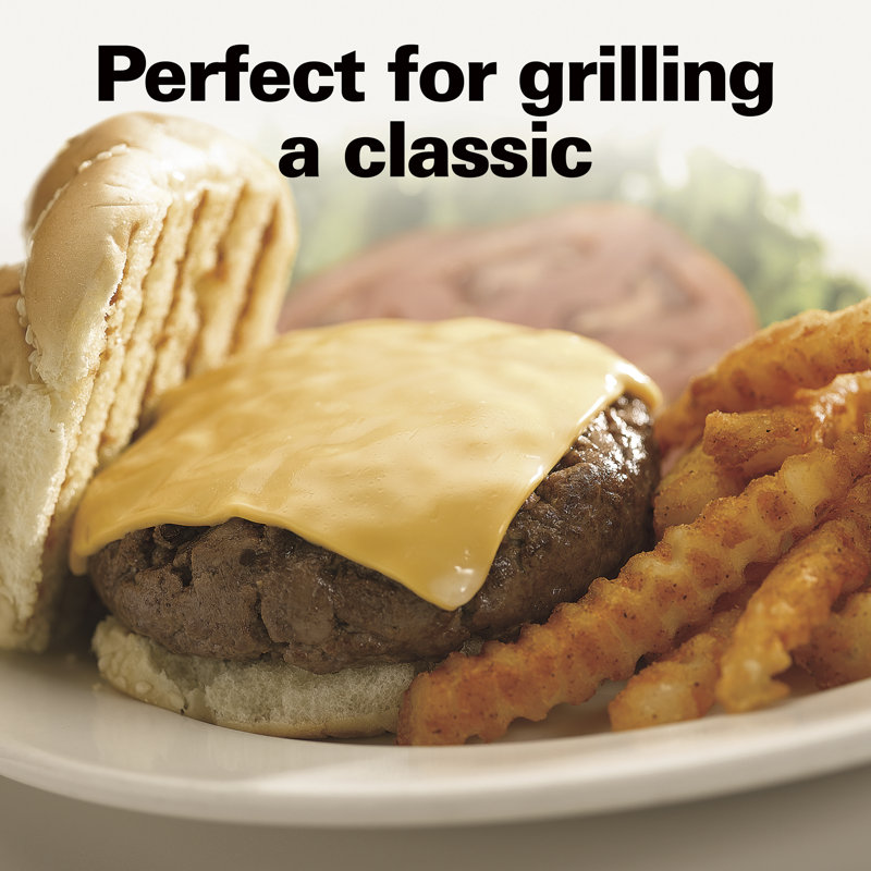 Sleek Black 133 sq.in Electric Grill with Non-Stick Plates and Cool-Touch Handles