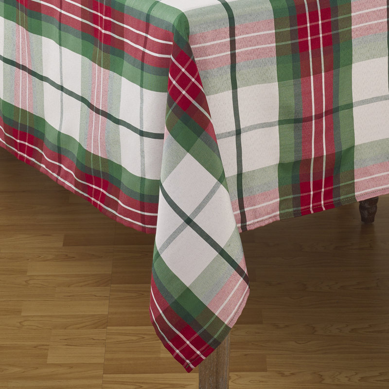 Festive Plaid 70" x 140" Rectangular Holiday Tablecloth