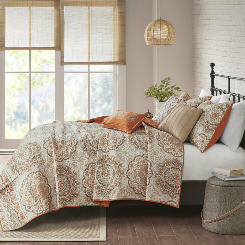 Full Blue Microfiber Reversible Quilt Set with Throw Pillows