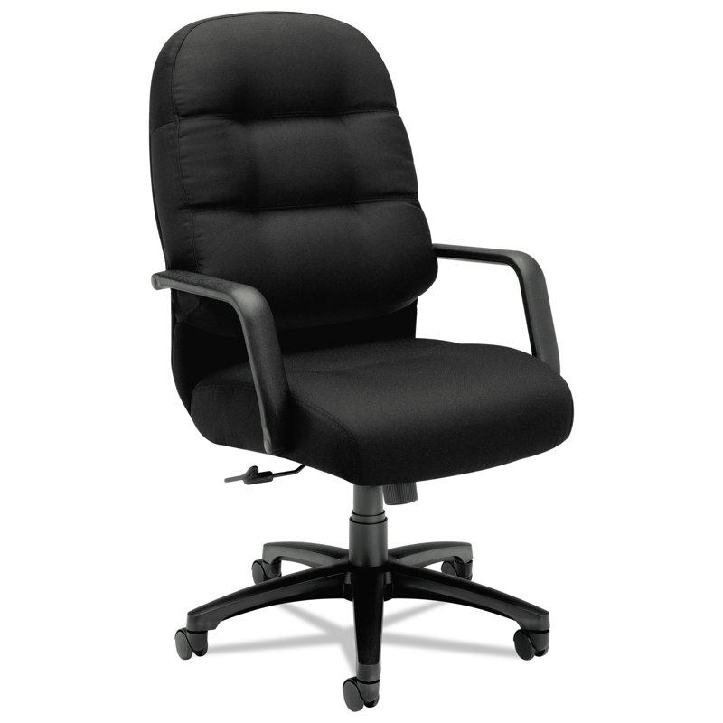 Luxury High-Back Swivel Executive Chair in Black Leather