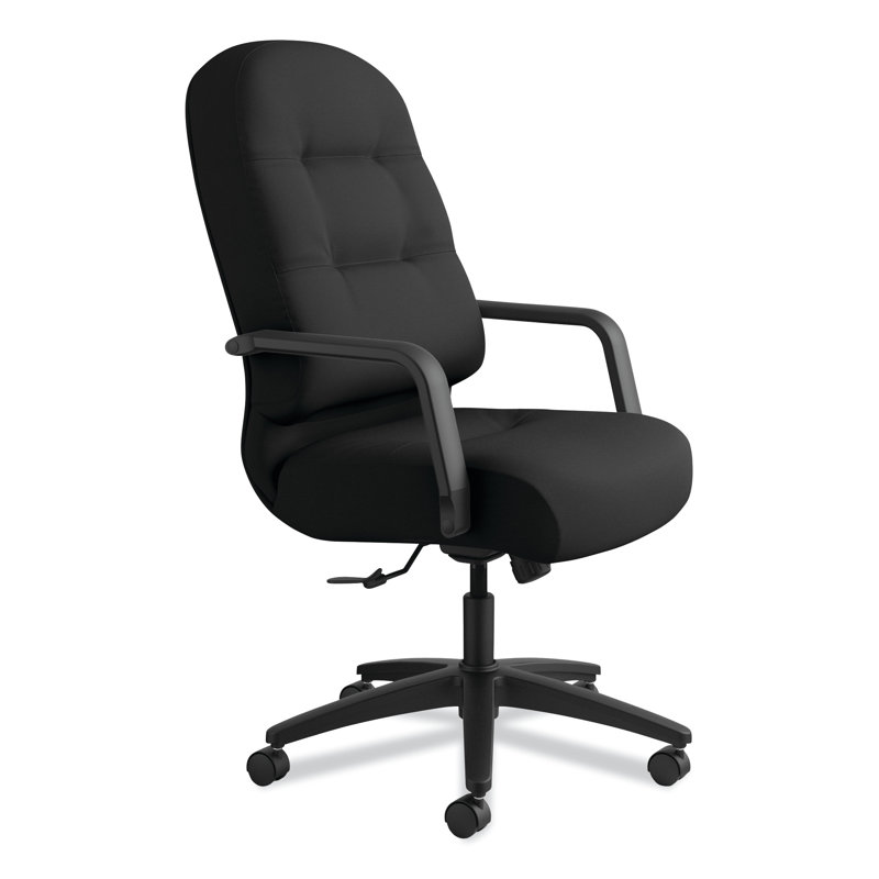 Luxury High-Back Swivel Executive Chair in Black Leather