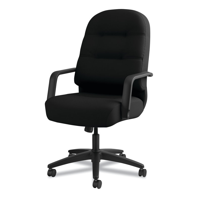 Luxury High-Back Swivel Executive Chair in Black Leather