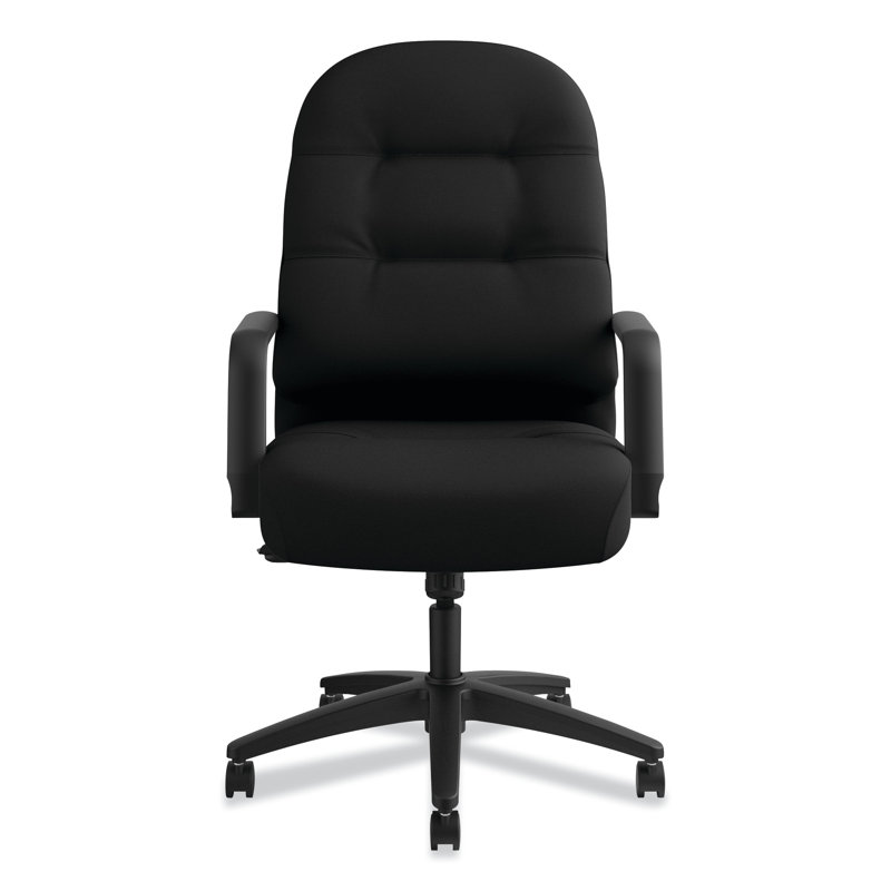 Luxury High-Back Swivel Executive Chair in Black Leather