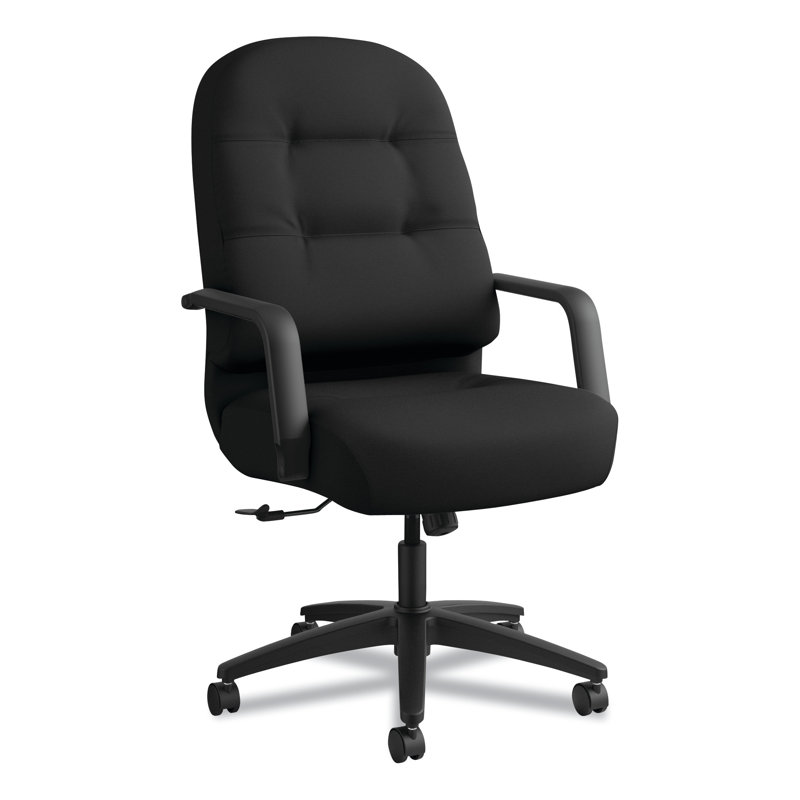 Luxury High-Back Swivel Executive Chair in Black Leather