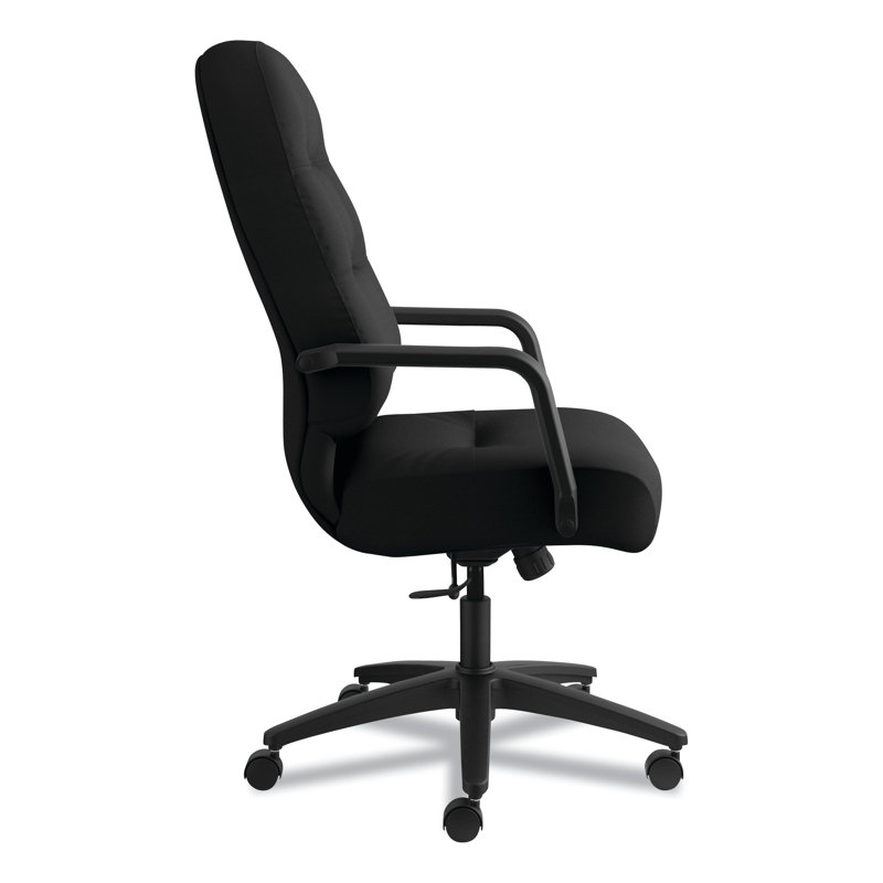 Luxury High-Back Swivel Executive Chair in Black Leather