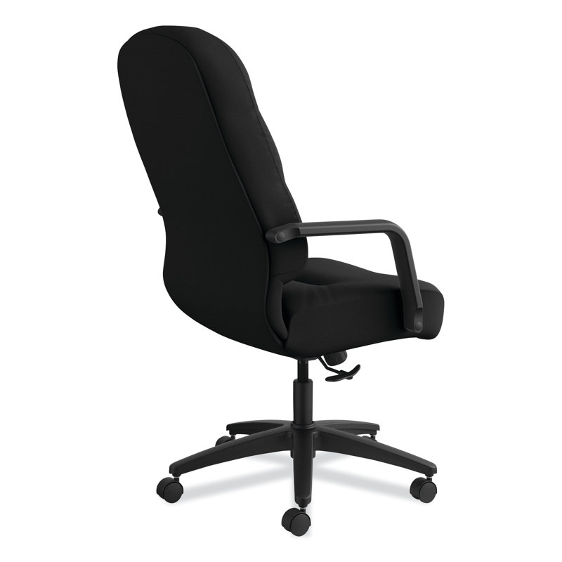 Luxury High-Back Swivel Executive Chair in Black Leather