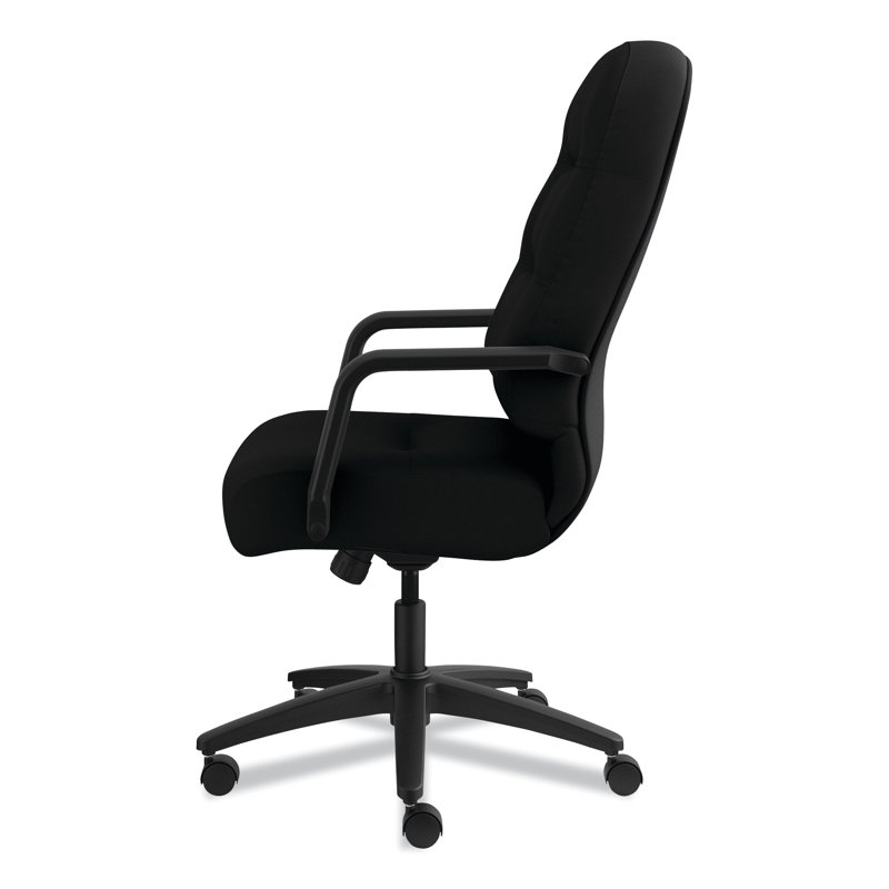 Luxury High-Back Swivel Executive Chair in Black Leather