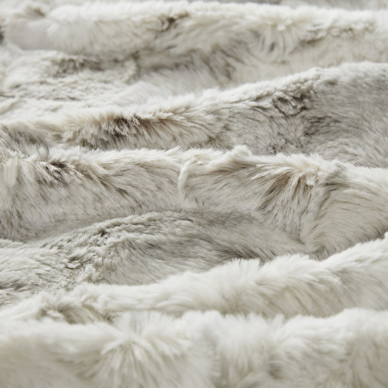 Luxurious Oversized Natural Faux Fur & Knit Throw Blanket 60"x70"