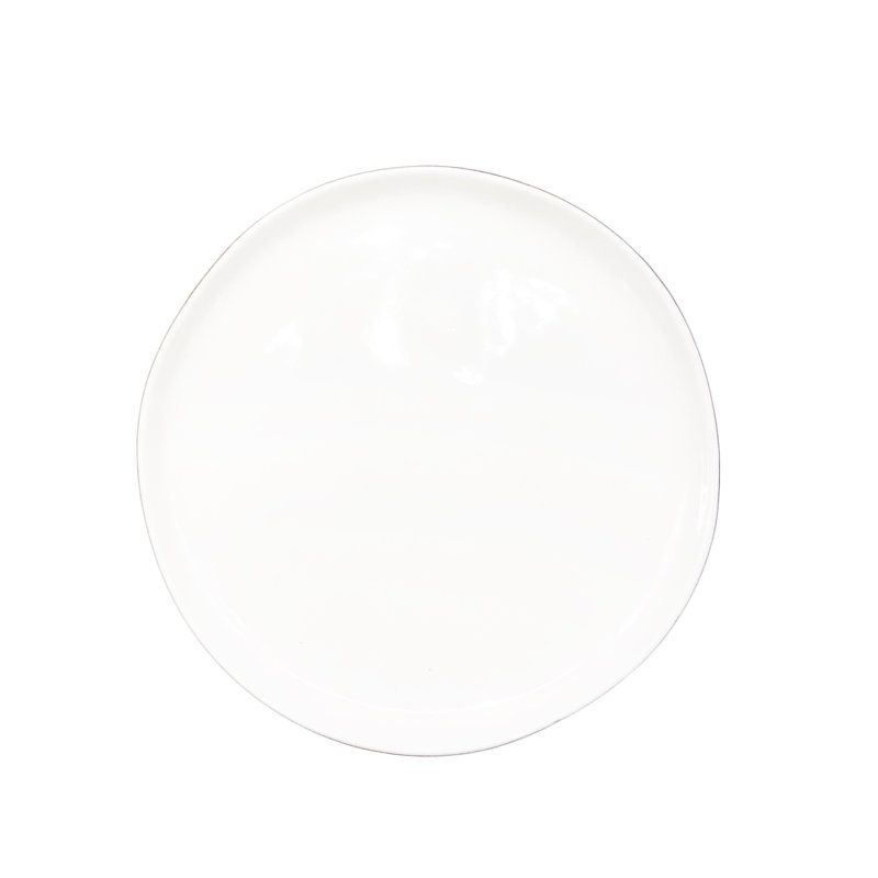 Hand-Painted Black Rim Porcelain Dinner Plate, 10.5 inches