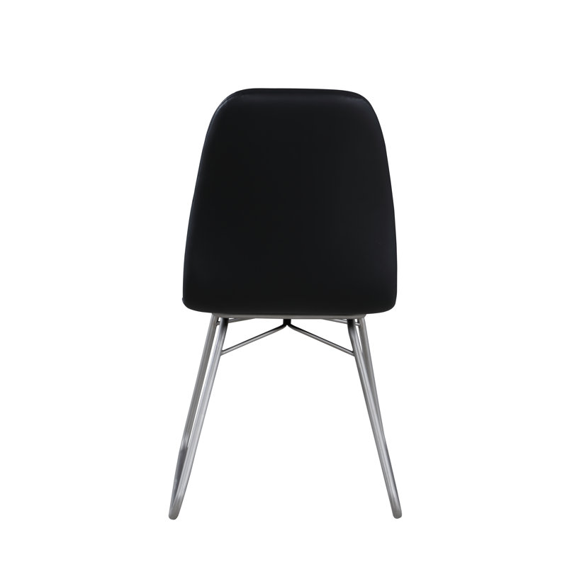 Elegant Black Faux Leather Upholstered Side Chair with Metal Sled Base